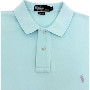 Polo Ralph Lauren Polo Shirt Men L Light Blue Pony Logo Cotton Classic Fit